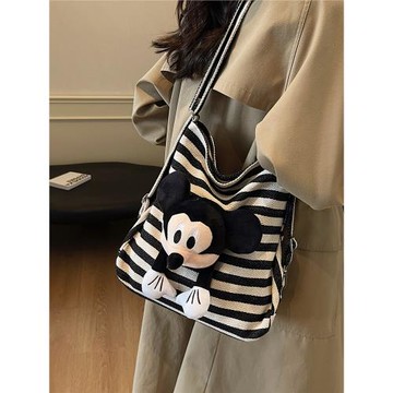 休閑通勤大容量帆布包包女2025新款秋季格紋雙肩后背包單肩斜挎包