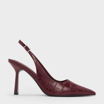 鱷魚紋尖頭高跟鞋