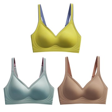 【CS22】果凍乳膠撞色無鋼圈內衣S-2XL(3件/入)