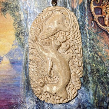 【土桑精選】薩滿力量動物猛瑪🐘牙雕刻墜~海豚 ~活在感恩中，做真實的自己 象牙