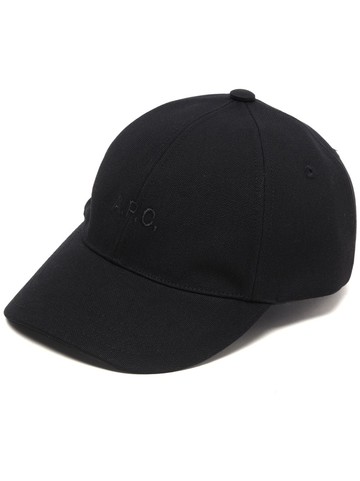 A.P.C. - logo-embroidered cotton cap - men - Cotton - 56 - Black