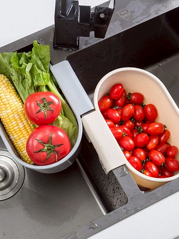 多功能收納水槽瀝水籃可掛式廚房水池濾水籃廚余垃圾洗菜盆瀝水架