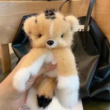 水貂毛高檔公仔小老虎汽車鑰匙掛件包包掛飾女神毛絨可愛玩偶精致