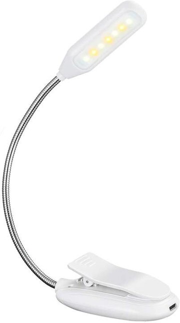 【日本代購】Litom LED書燈 夾子燈 閱讀燈 溫和 自然光 3檔調光調色 USB充電式 HM538AW