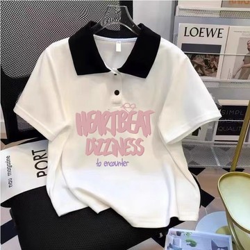 Healthy baby 女童t恤短袖polo衫夏裝新款中大童兒童襯衫衫衣白色翻領上衣 女童短袖  女童POLO領短袖