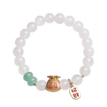 【Jpqueen】福運招財納福白瑪瑙手鍊
