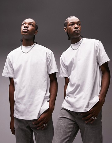 Topman 2 pack oversized fit t-shirt in white