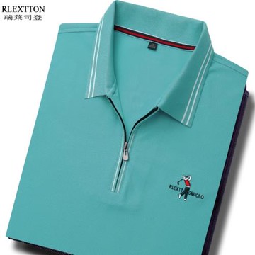 高爾夫球衣服裝男翻領拉鏈短袖T恤運動POLO衫 速干排汗透氣珠地棉
