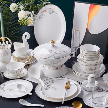 2023新款繁花似錦 高級感輕奢餐具套裝 景德鎮高檔骨瓷碗碟喬遷禮