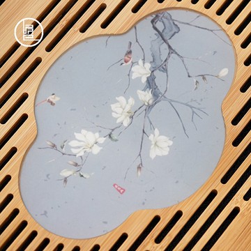 泥巴人 玉蘭黑陶陶瓷干泡盤茶盤家用茶臺簡約儲水式托盤小茶盤