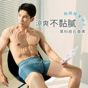 Daima黛瑪 石墨烯男平口褲 超值四件組 M-3L 零觸感無痕蜂巢網孔冰絲 彈力 消臭 吸濕 排汗-1119