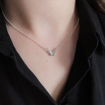 925純銀 迷你 小蝴蝶 項鍊 鎖骨鍊 長鍊 免費送禮包裝