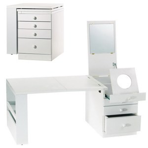 《C&B》第二代折疊和室掀鏡化妝書桌-白色