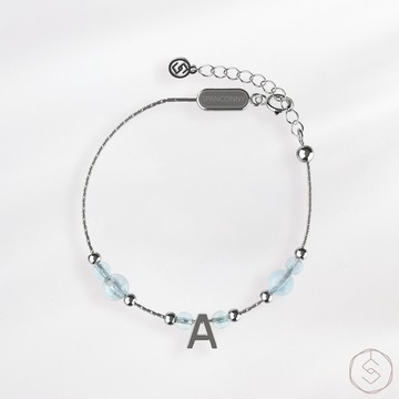 CONNY 專屬字母 | 海藍寶 | 天然水晶手鍊