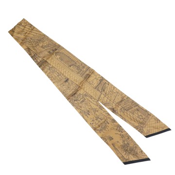 【二手名牌BRAND OFF】HERMES 愛馬仕 棕色 絲綢 絲巾