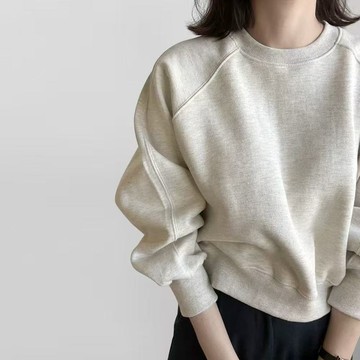 【米婭~輕奢 1-5天出貨】日韓代購 衛衣女 新款 2026爆款 時尚洋氣春秋季 刷毛加厚短款 小個子灰色上衣