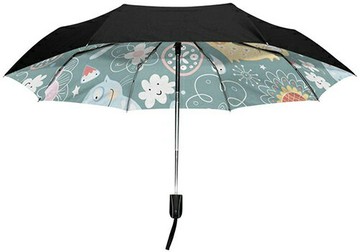 MAKIKU【日本代購】彩繪陽傘 折疊雨傘 超強抗風 玻璃纖維 99％防紫外線 自動開閉-貓紋
