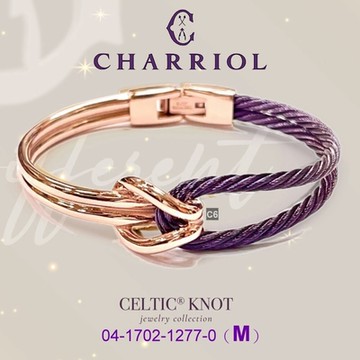 CHARRIOL夏利豪 Bangle Celtic KNOT雙色手環 玫瑰金+紫鋼索M款 C6(04-1702-1277-0)
