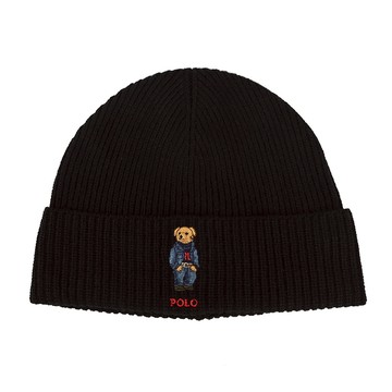 POLO Ralph Lauren牛仔熊羊毛混紡針織毛帽(黑色)780981-001｜GoBrand購名牌