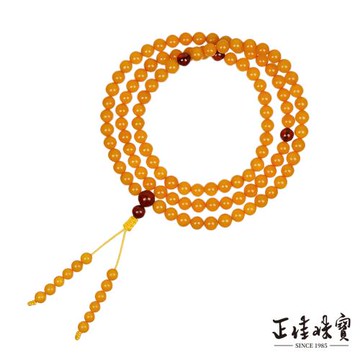 【正佳珠寶】老蜜蠟琥珀 頂級陽橙老蜜 5.8-6.3mm 108顆轉運珠 老蜜蠟念珠佛珠