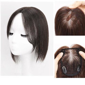 【米蘭精品】真髮髮片補髮塊-頭頂遮白髮真髮瑞士網蓬鬆無痕女假髮4款74jg5