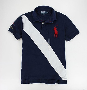 美國百分百【全新真品】Ralph Lauren RL 大馬 斜條紋 短袖 Polo衫 深藍 上衣 S號 厚棉 超取