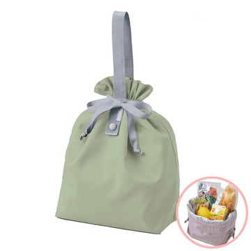 日本 MOTTERU - 輕巧折疊保冷手提包/午餐袋(可機洗)-煙燻綠 (9L)