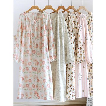 孕婦睡衣女夏季薄款純棉紗布產房睡裙月子服4月份產后哺乳連衣裙5