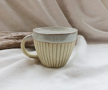 刻紋咖啡杯 黃色