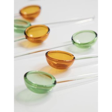 三宅家原創彩色玻璃咖啡勺攪拌勺甜品勺高級感玻璃勺透明小勺子