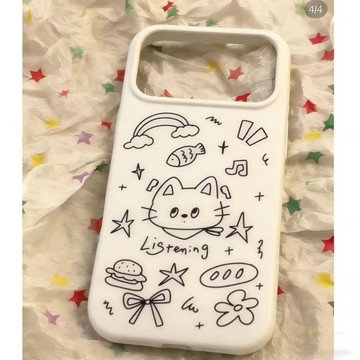 ✨iphone手機殼✨線條貓咪iPhone17ProMax蘋果手機殼韓系蘋果15/16全包式耐臟網紅X