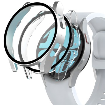 Nuart 防變色Galaxy Watch全包覆硬殼保護殼兩件組  三星 Galaxy Watch 7 40mm  2個  銀色 + 透明