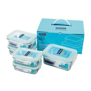 免運 glasslock 5件式強化玻璃微波保鮮盒組 gl06 韓國製