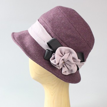 秋冬季女士羊毛呢帽優雅休閑保暖漁夫帽女英倫時尚短檐羊毛盆帽冬1入