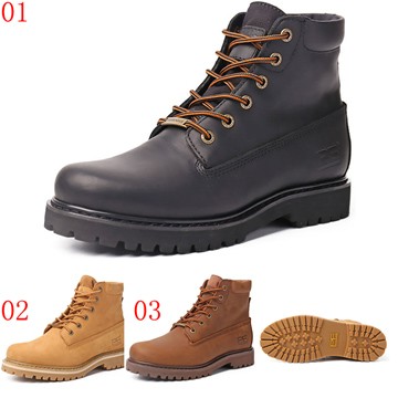 pathfinder口57615口冬季短筒潮流工裝靴軍靴男PF真皮戶外大黃靴機車靴子JHS杰恆社