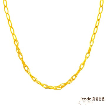【J'code真愛密碼金飾】 法式蕾絲硬金項鍊-寬版