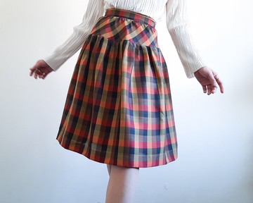 復古格子百褶裙金屬條紋聚酯裙布料