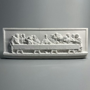 北歐ins《最后的晚餐》石膏像復古浮雕家居裝飾擺件達芬奇立體畫