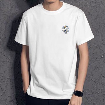 2023夏季新款中國風潮牌短袖t恤男白色純棉圓領簡約寬松體恤男ins