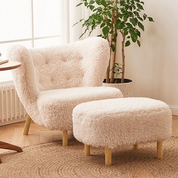 免運 日式懶人沙發羊羔毛小戶型服裝店網紅創意臥室北歐輕奢單人沙發椅115-SFY 保售後 快速出貨
