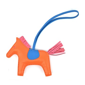 Hermes 愛馬仕 Rodeo小羊皮撞色手工馬兒吊飾（中/橘/藍）_廠商直送