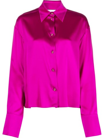 Genny - silk satin long-sleeve shirt - women - Silk/Spandex/Elastane - 42 - Pink