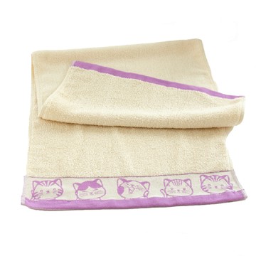 SHING LONG TEXTILE 台灣興隆毛巾 五福貓有機棉浴巾 450g 150 x 74cm 紫色  1條