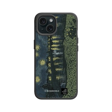 iPhone 15 SolidX 黑 - Van Gogh Museum - RHINOSHIELD 二創 - 隆河上的星夜