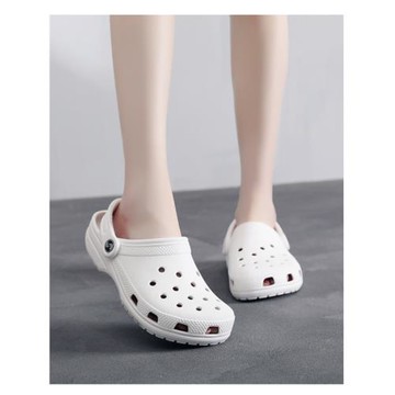 夏天透氣洞洞鞋女沙灘鞋防滑休閑厚底涼鞋拖鞋白色護士鞋團購外穿