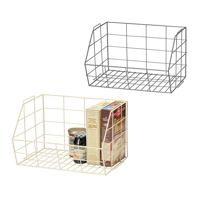 ワイヤーバスケット ワイヤーバスケット 収納かご 収納カゴ 整理カゴ キッチン収納 調味料 スパイス 食品ストック スタッキング可能 おしゃれ