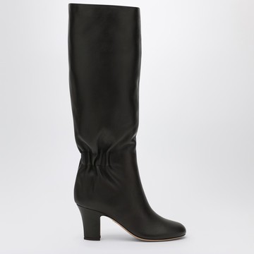 Ruched Boots in Dark Brown Leather