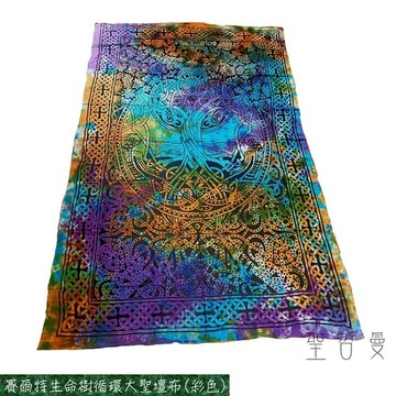 賽爾特生命樹循環大聖壇布-彩色 (掛毯，窗簾，聖壇布，賽爾特，生命樹，雙人床單，桌布，桌巾，居家佈置)