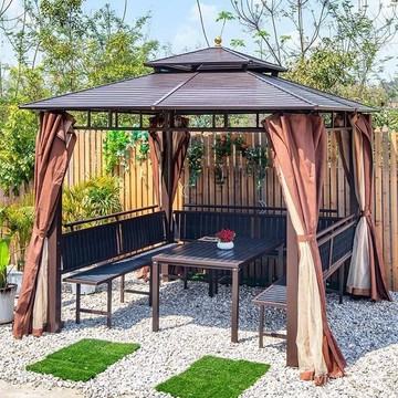 ??快速出貨?? 附發票 【免運 可開發票】戶外涼亭庭院新中式簡易四角鍍鋅頂防雨遮陽棚休閒歐式別墅室外亭