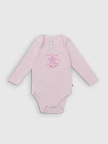 嬰兒裝 純棉印花圓領長袖包屁衣-淡粉色